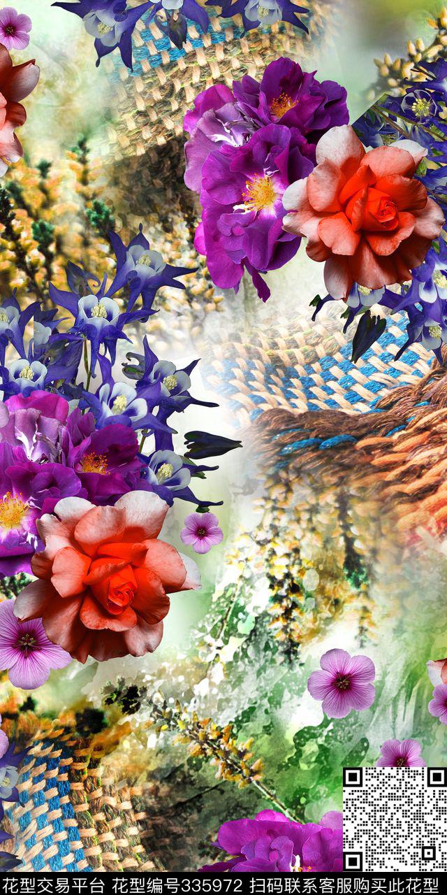 花卉数码印花华亿平台下载（图片编号: 335972） - 瓦栏（Walan）