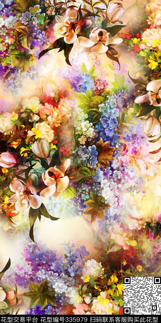 花卉数码印花华亿平台下载（图片编号: 335979） - 瓦栏（Walan）