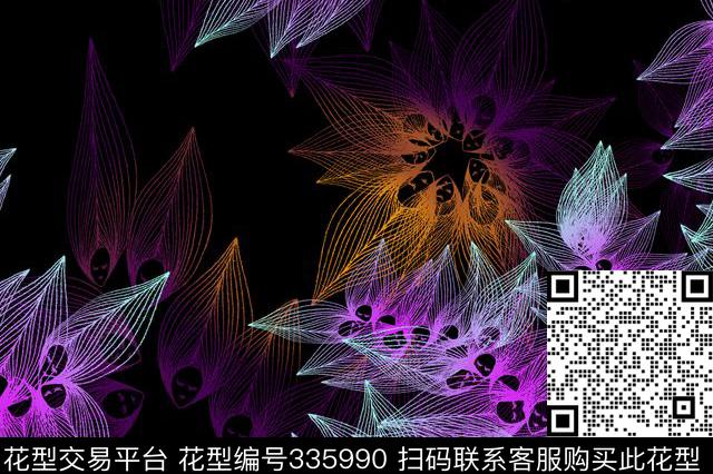 大花花卉小碎花数码印花华亿平台下载（图片编号: 335990） - 瓦栏（Walan）