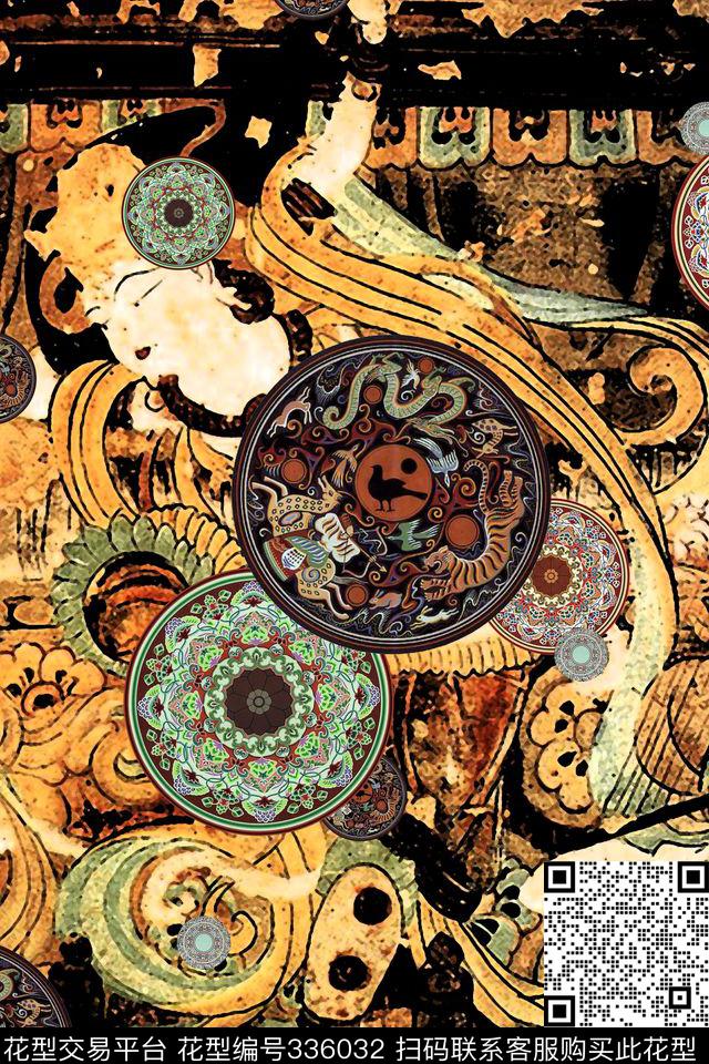 佩斯里卷草传统花纹纹样数码印花华亿平台下载（图片编号: 336032） - 瓦栏（Walan）
