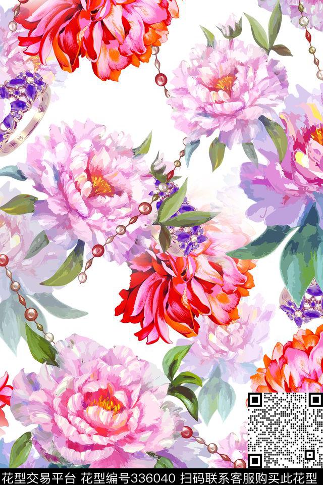 花卉珠宝、配饰数码印花华亿平台下载（图片编号: 336040） - 瓦栏（Walan）