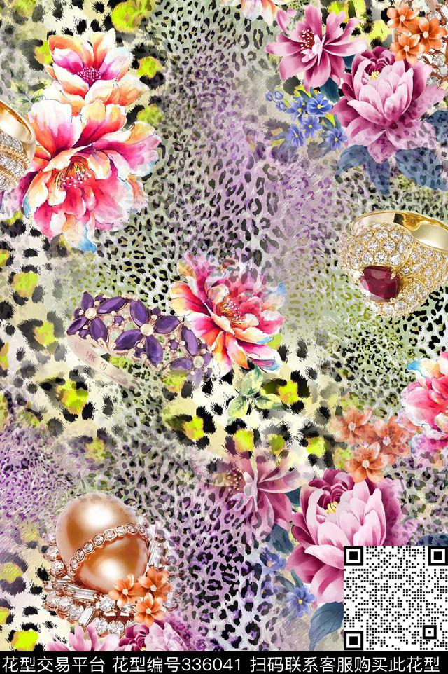 花卉动物纹抽象数码印花华亿平台下载（图片编号: 336041） - 瓦栏（Walan）