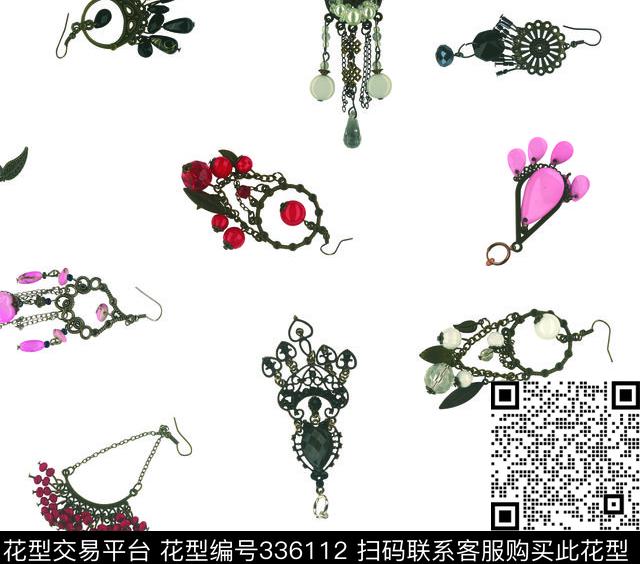 复古珠宝风格复古珠宝、耳环珠宝宝石传统印花华亿平台下载（图片编号: 336112） - 瓦栏（Walan）