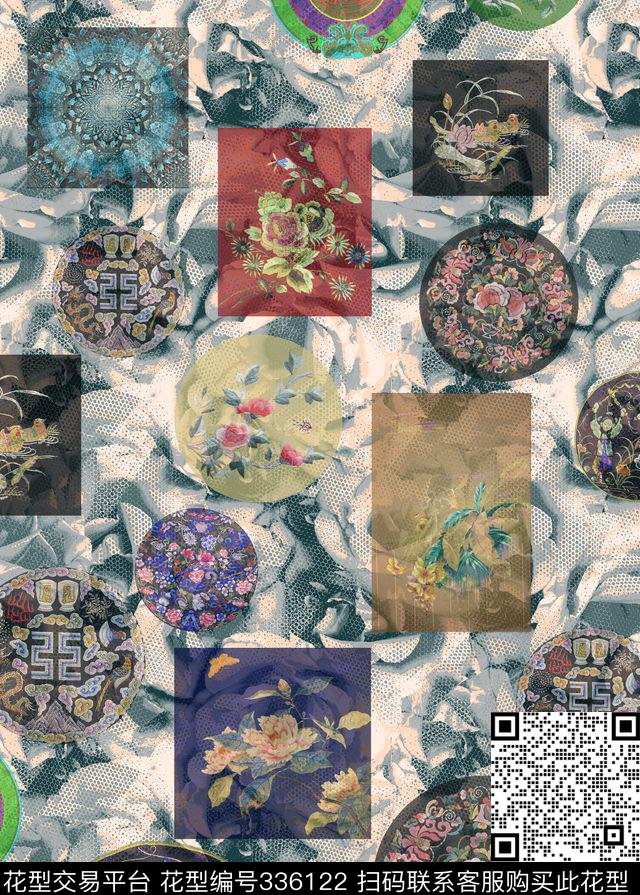抽象拼块别样风情数码印花华亿平台下载（图片编号: 336122） - 瓦栏（Walan）