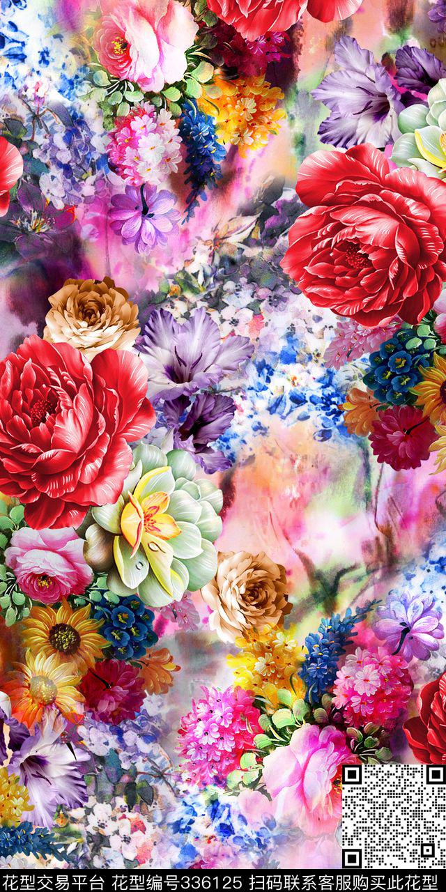 花卉数码印花华亿平台下载（图片编号: 336125） - 瓦栏（Walan）