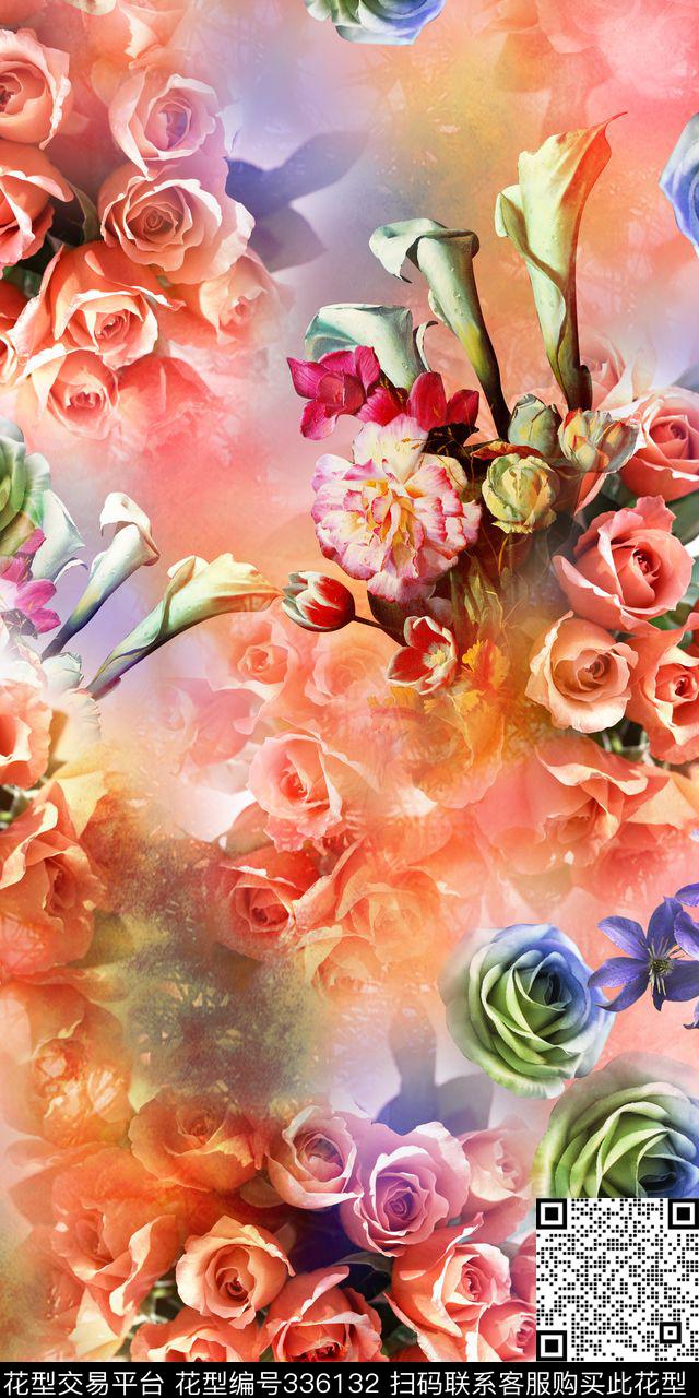 花卉数码印花华亿平台下载（图片编号: 336132） - 瓦栏（Walan）