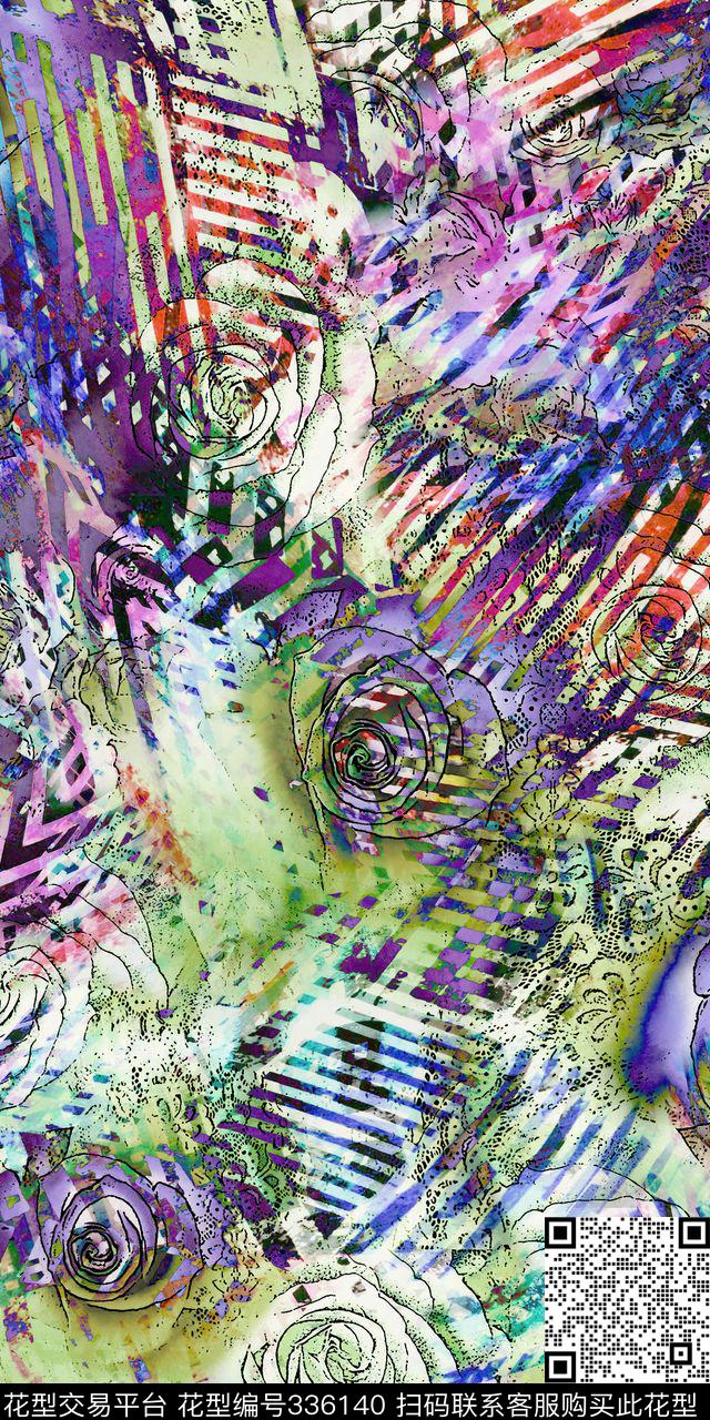 抽象简洁数码印花华亿平台下载（图片编号: 336140） - 瓦栏（Walan）