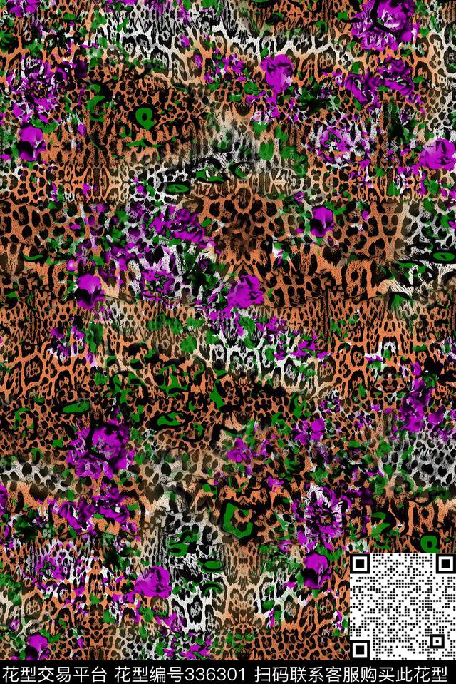 抽象动物花传统印花华亿平台下载（图片编号: 336301） - 瓦栏（Walan）