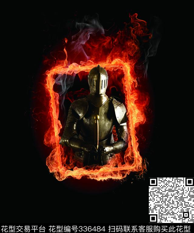 T恤衫印花火焰、铠甲、骑士欧式宫廷风数码印花华亿平台下载（图片编号: 336484） - 瓦栏（Walan）