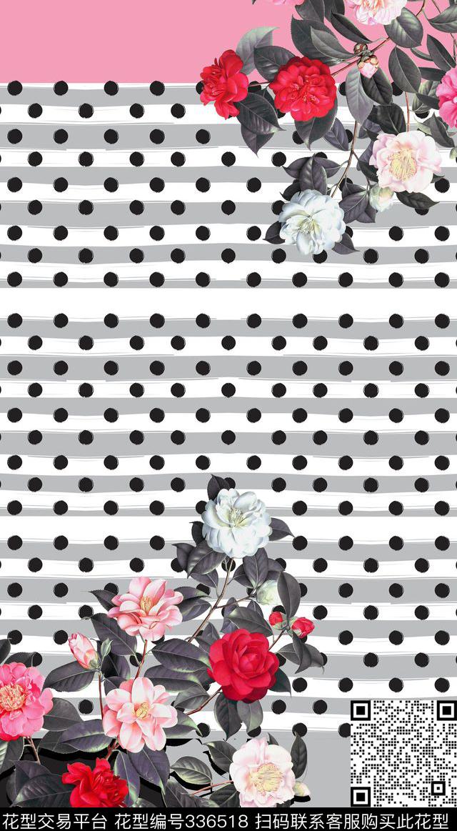 条纹波点定位数码印花华亿平台下载（图片编号: 336518） - 瓦栏（Walan）