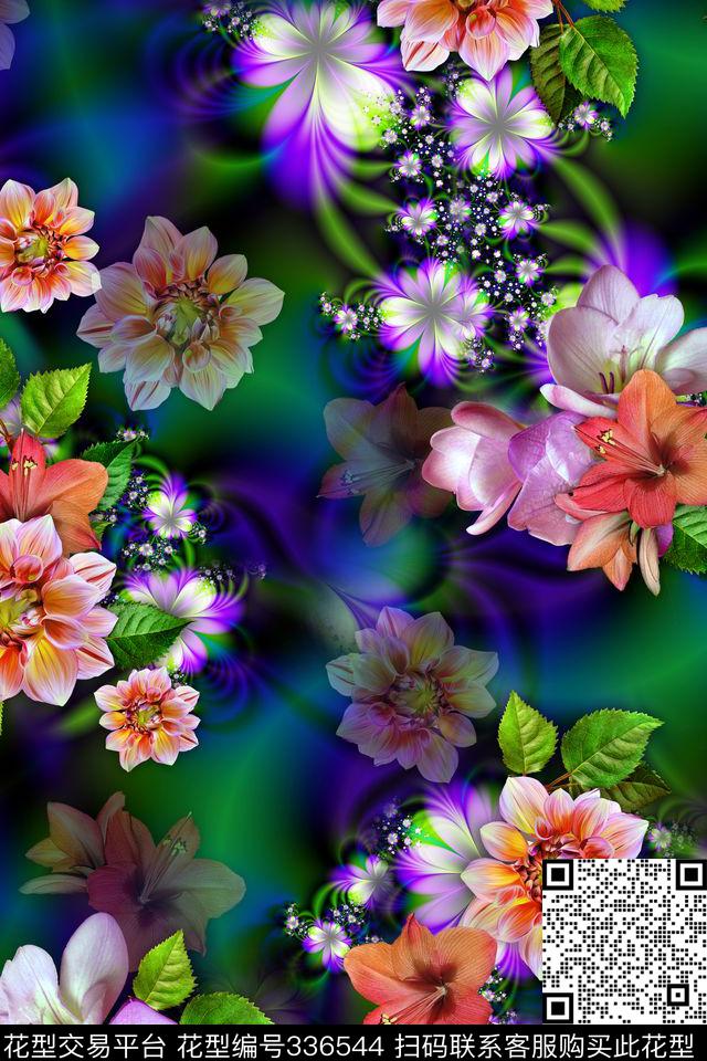 花卉数码印花华亿平台下载（图片编号: 336544） - 瓦栏（Walan）
