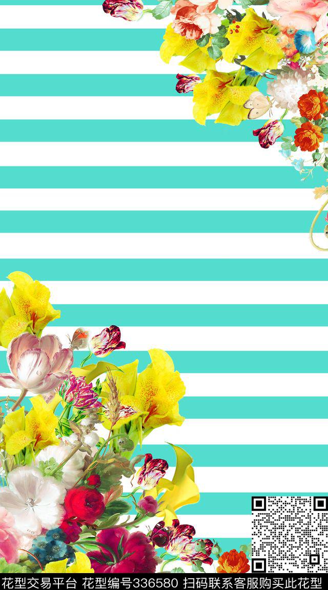 E-花卉几何/Flowers数码印花华亿平台下载（图片编号: 336580） - 瓦栏（Walan）