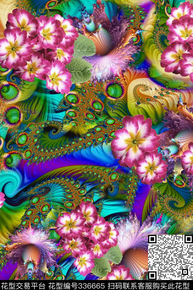 花卉数码印花华亿平台下载（图片编号: 336665） - 瓦栏（Walan）