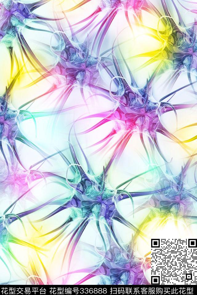 几何抽象数码印花华亿平台下载（图片编号: 336888） - 瓦栏（Walan）