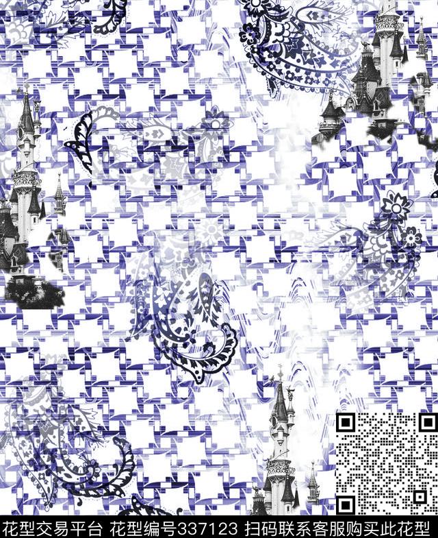 格子佩斯利腰果数码印花华亿平台下载（图片编号: 337123） - 瓦栏（Walan）