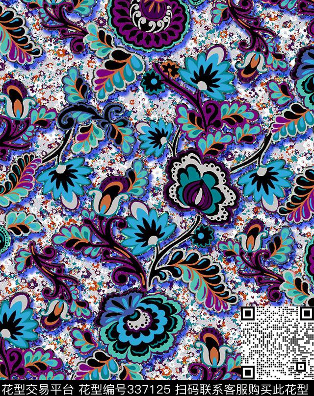 四方两方连续数码印花华亿平台下载（图片编号: 337125） - 瓦栏（Walan）