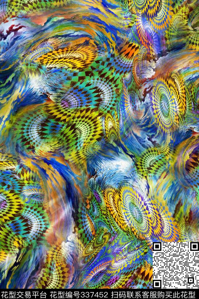 抽象格子几何数码印花华亿平台下载（图片编号: 337452） - 瓦栏（Walan）