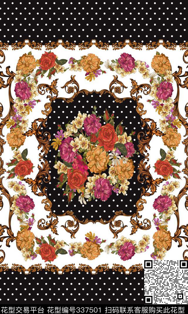 欧式花卉定位数码印花华亿平台下载（图片编号: 337501） - 瓦栏（Walan）