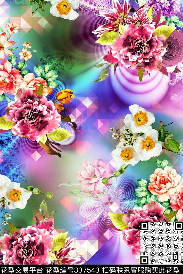 花卉数码印花华亿平台下载（图片编号: 337543） - 瓦栏（Walan）