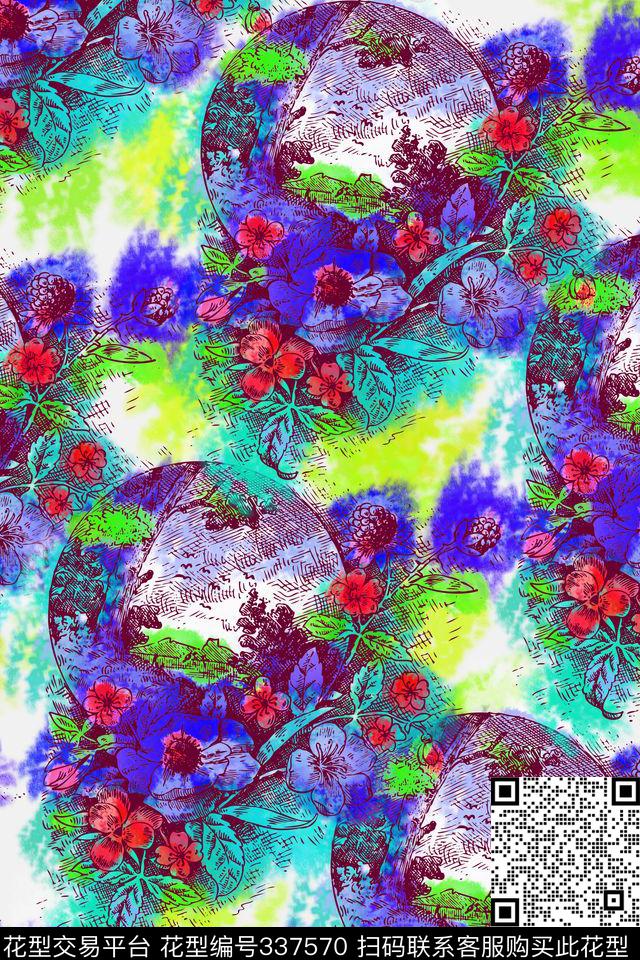 花卉植物数码印花华亿平台下载（图片编号: 337570） - 瓦栏（Walan）