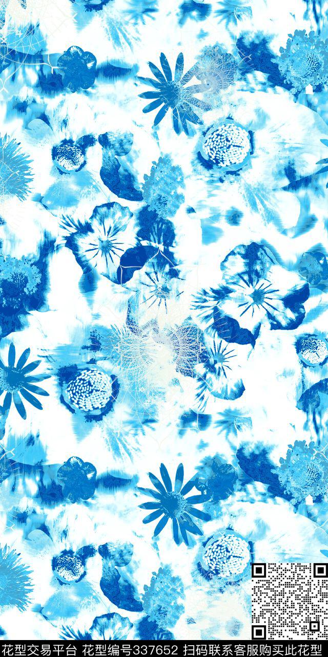 大花花卉小碎花传统印花华亿平台下载（图片编号: 337652） - 瓦栏（Walan）