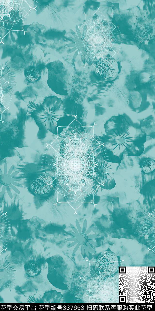 大花花卉小碎花传统印花华亿平台下载（图片编号: 337653） - 瓦栏（Walan）