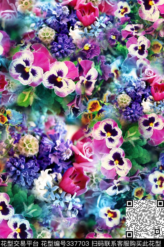 花卉数码印花华亿平台下载（图片编号: 337703） - 瓦栏（Walan）