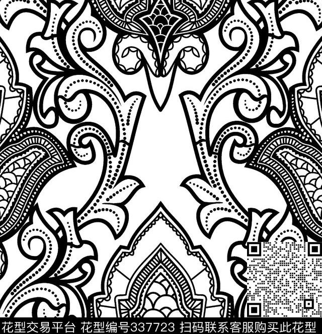 黑白华亿平台男装、睡衣传统印花华亿平台下载（图片编号: 337723） - 瓦栏（Walan）