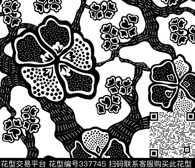 黑白华亿平台男装、睡衣传统印花华亿平台下载（图片编号: 337745） - 瓦栏（Walan）