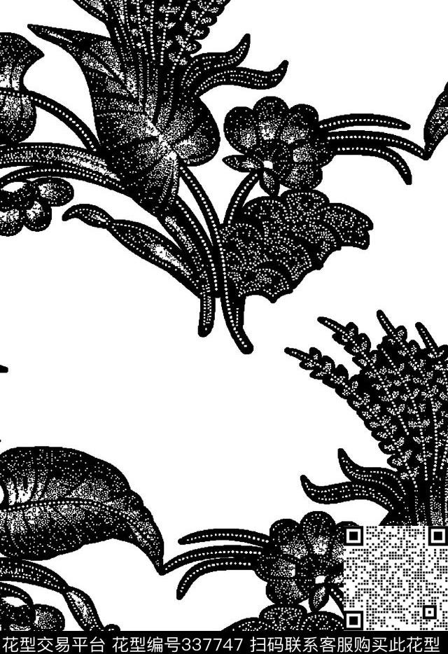 黑白华亿平台男装、睡衣传统印花华亿平台下载（图片编号: 337747） - 瓦栏（Walan）