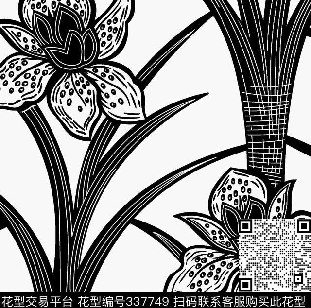 黑白华亿平台男装、睡衣传统印花华亿平台下载（图片编号: 337749） - 瓦栏（Walan）