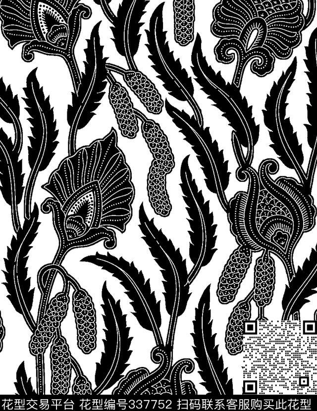 黑白华亿平台男装、睡衣传统印花华亿平台下载（图片编号: 337752） - 瓦栏（Walan）