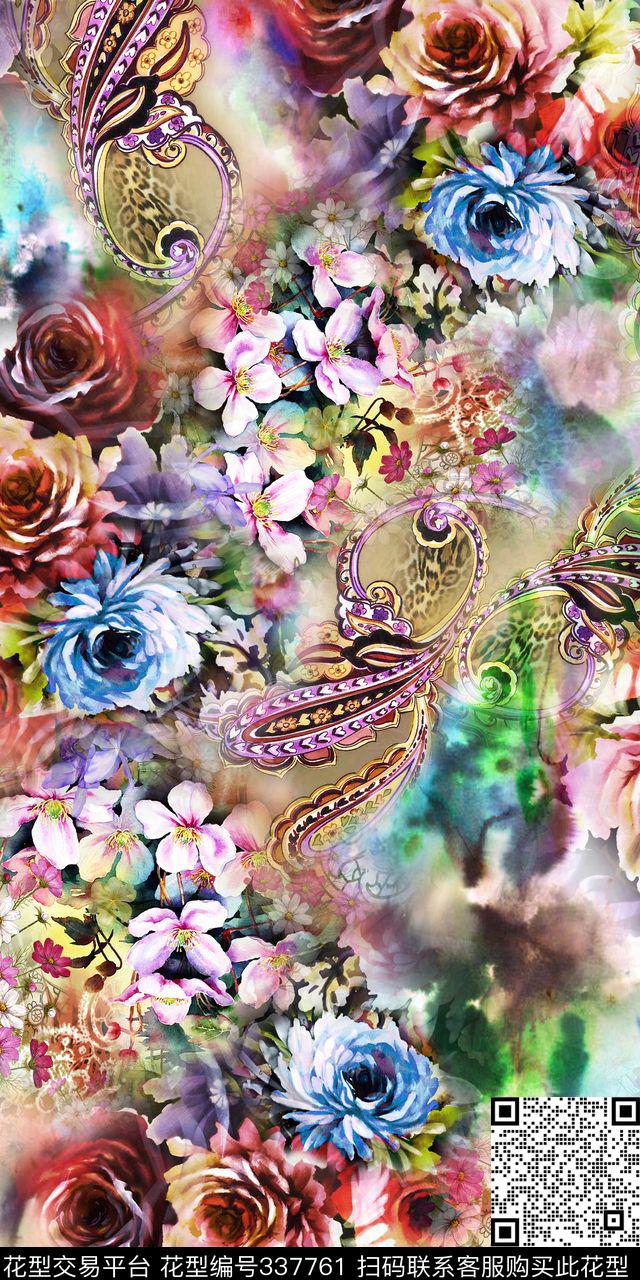 花卉数码印花华亿平台下载（图片编号: 337761） - 瓦栏（Walan）