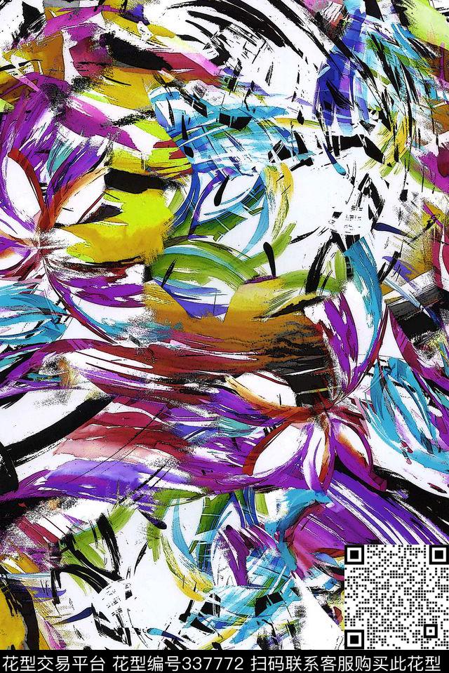 抽象简洁数码印花华亿平台下载（图片编号: 337772） - 瓦栏（Walan）