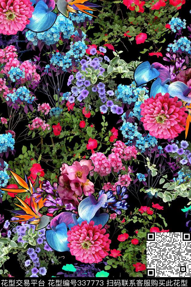 花卉数码印花华亿平台下载（图片编号: 337773） - 瓦栏（Walan）