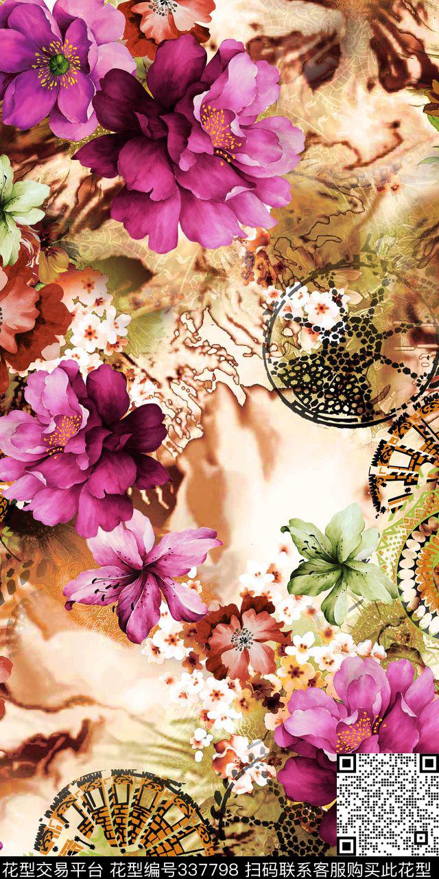 花卉数码印花华亿平台下载（图片编号: 337798） - 瓦栏（Walan）