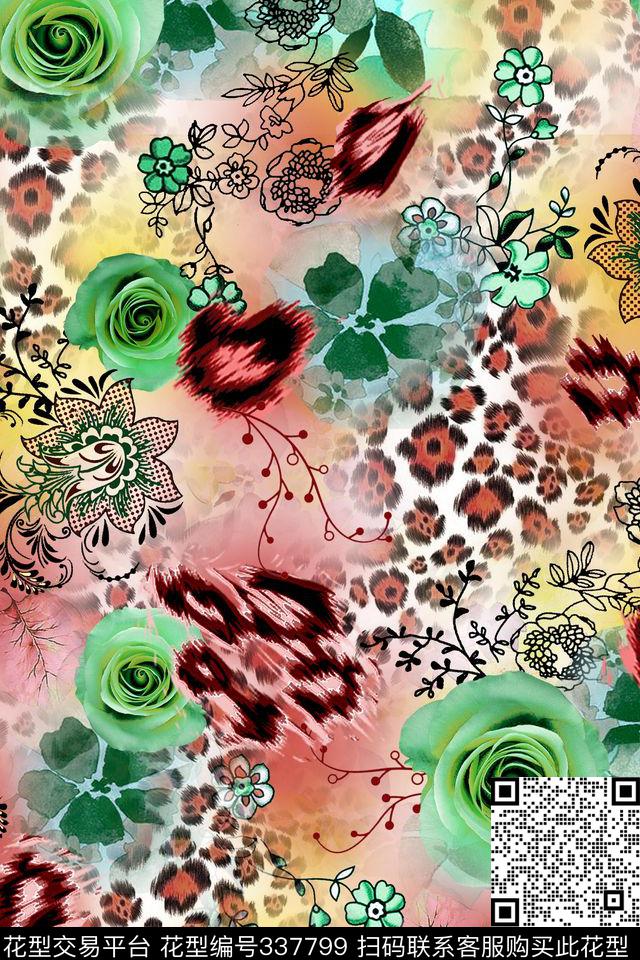 花卉数码印花华亿平台下载（图片编号: 337799） - 瓦栏（Walan）