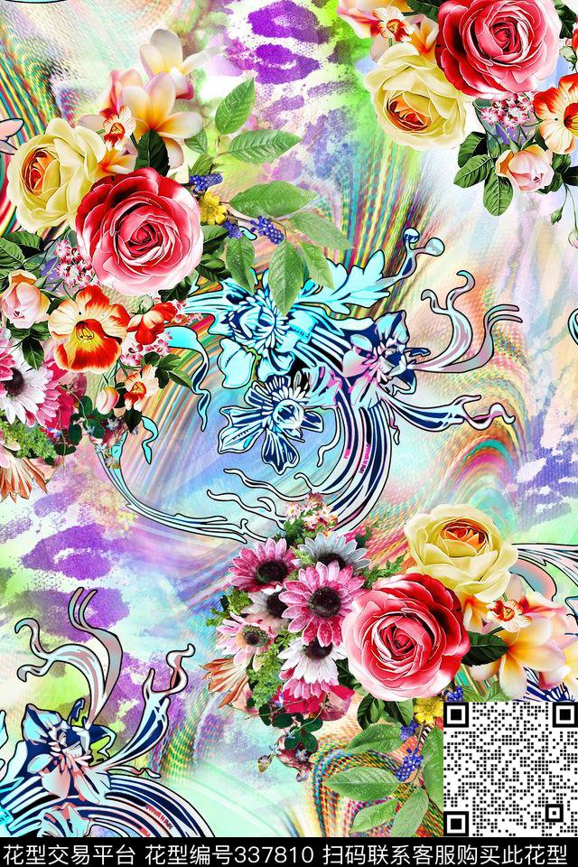 花卉数码印花华亿平台下载（图片编号: 337810） - 瓦栏（Walan）