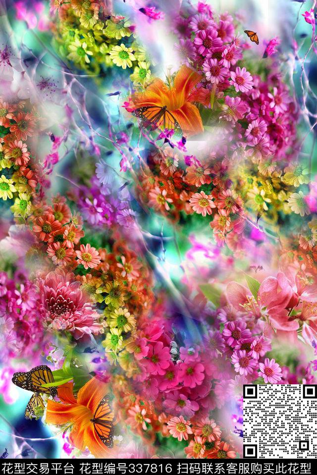 花卉数码印花华亿平台下载（图片编号: 337816） - 瓦栏（Walan）