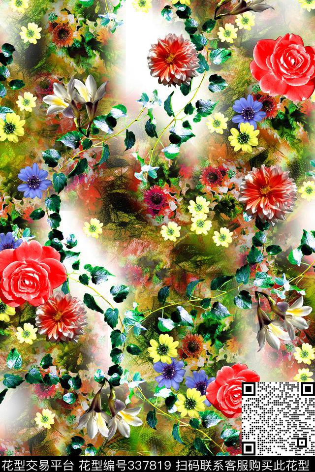 花卉数码印花华亿平台下载（图片编号: 337819） - 瓦栏（Walan）