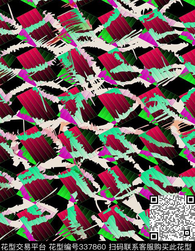 抽象色块传统印花华亿平台下载（图片编号: 337860） - 瓦栏（Walan）