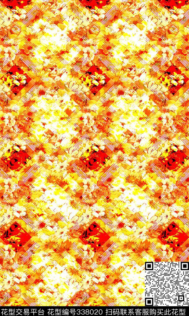 大花花卉小碎花传统印花华亿平台下载（图片编号: 338020） - 瓦栏（Walan）