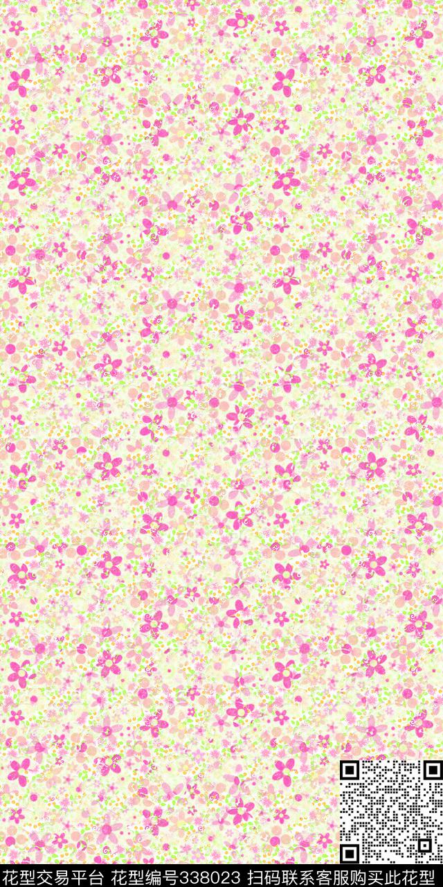 大花花卉小碎花传统印花华亿平台下载（图片编号: 338023） - 瓦栏（Walan）