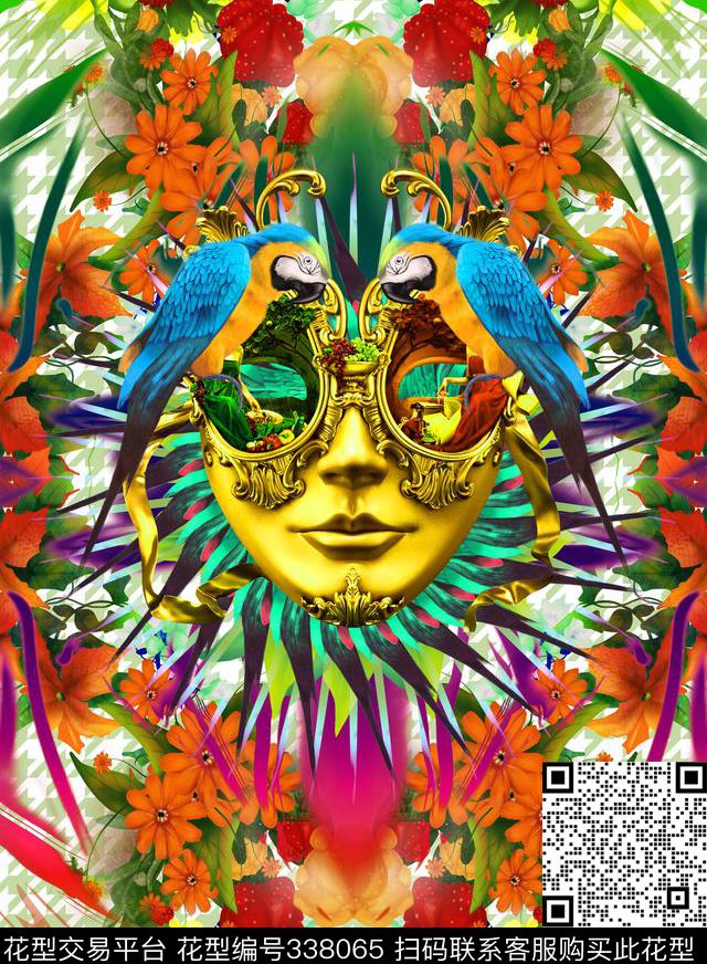 花卉女装棕榈叶数码印花华亿平台下载（图片编号: 338065） - 瓦栏（Walan）