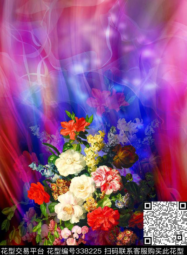 花卉数码印花华亿平台下载（图片编号: 338225） - 瓦栏（Walan）