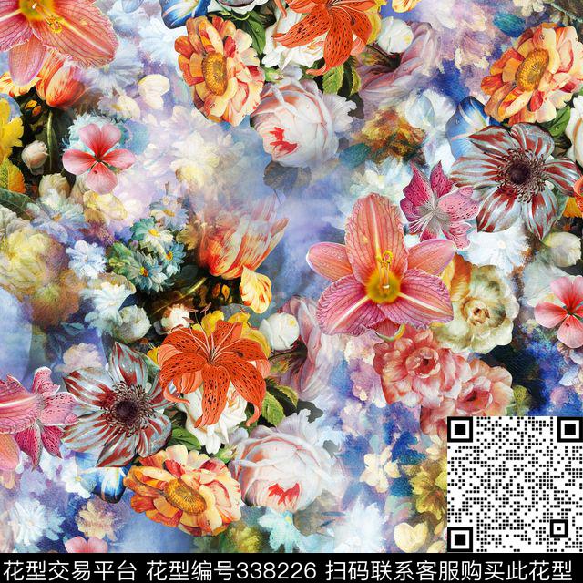 花卉数码印花华亿平台下载（图片编号: 338226） - 瓦栏（Walan）