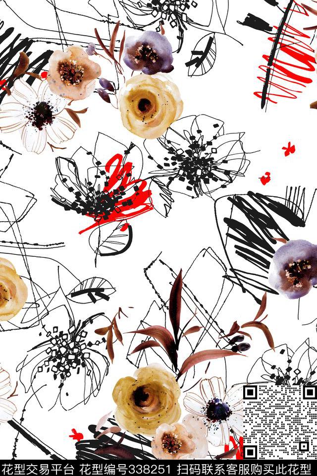 花卉数码印花华亿平台下载（图片编号: 338251） - 瓦栏（Walan）