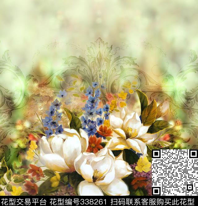 定位花卉纹理数码印花华亿平台下载（图片编号: 338261） - 瓦栏（Walan）