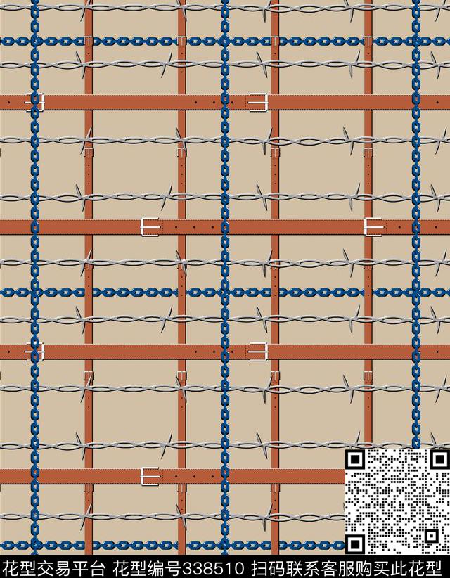 四方两方连续格子条格传统印花华亿平台下载（图片编号: 338510） - 瓦栏（Walan）