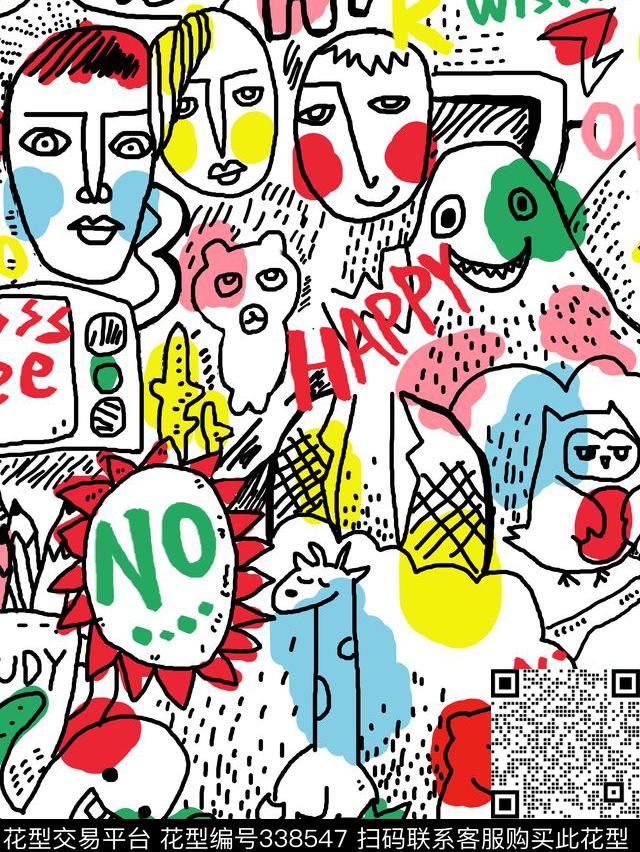 ♥红桃A〖艺术涂鸦〗字母数码印花华亿平台下载（图片编号: 338547） - 瓦栏（Walan）